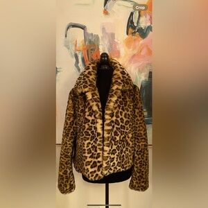 Animal Print Faux Fur oversized Coat/Jacket -Brown/Beige